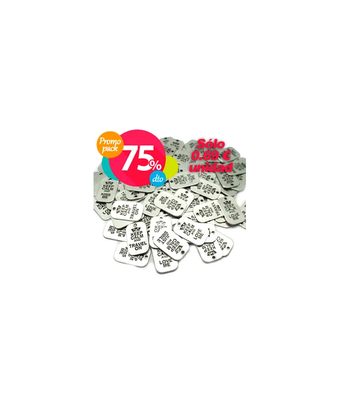 Colgante Keep Calm And Just Smile 40x25mm, Plateado (10 uds)
