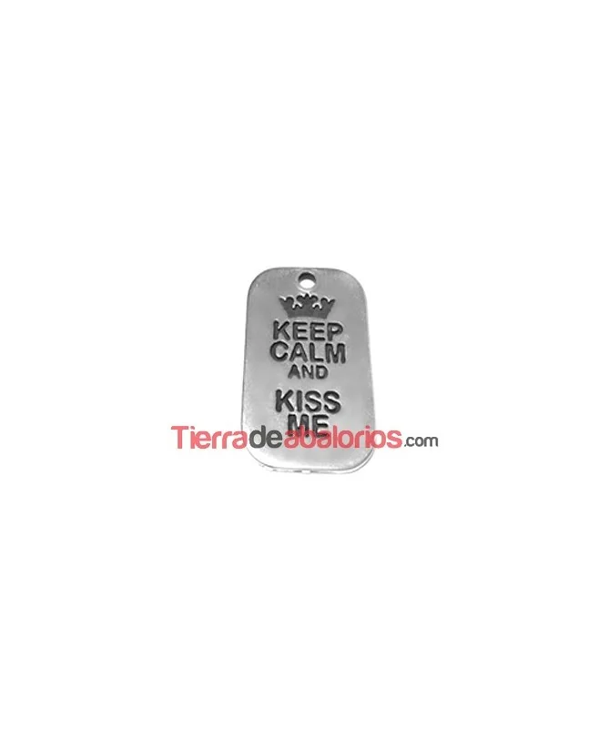 Colgante Keep Calm And Just Smile 40x25mm, Plateado (10 uds)
