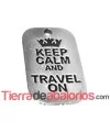 Colgante Keep Calm And Travel On 40x25mm, Plateado (10 uds)