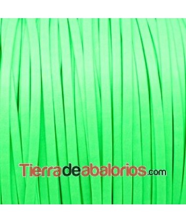 Tira de Cuero Doblada 5mm, Verde Flúor (5 metros)