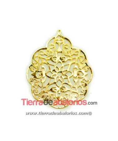 Colgante Filigrana Flores 60x48mm, Dorado
