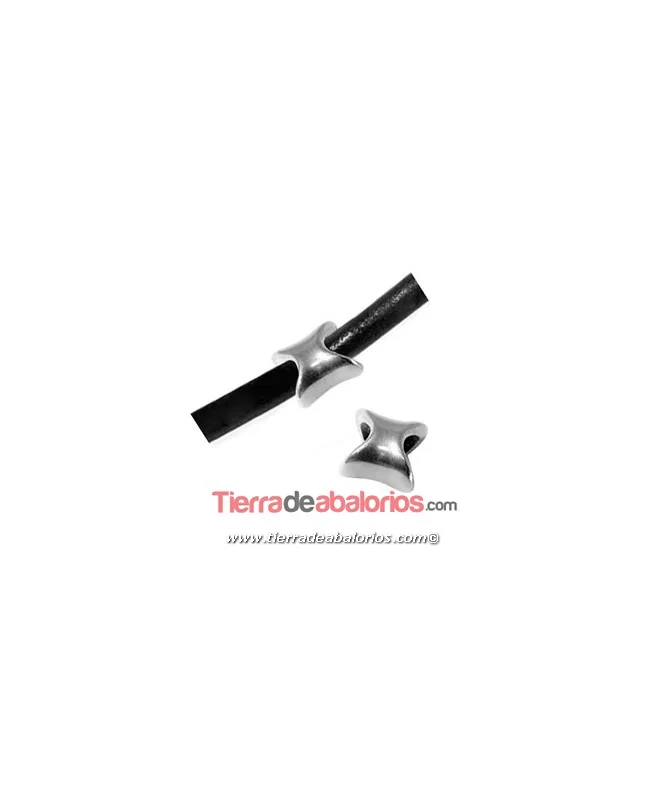 Tubo Irregular 9x9mm Agujero 5mm, Plateado