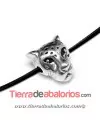 Entrepieza Cabeza de Leopardo 9x9mm Agujero 1,7mm, Plateado