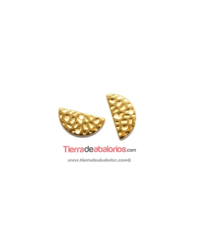 Semicirculo Martillado Colgante 15x8mm, Dorado