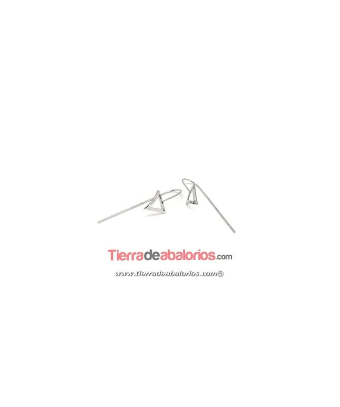 Pendiente Arpón con Triángulo 50x13mm, Plateado