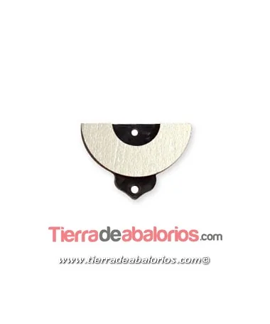 Colgante Plexyglass y Madera 35x24mm, Negro Nacarado y Plata