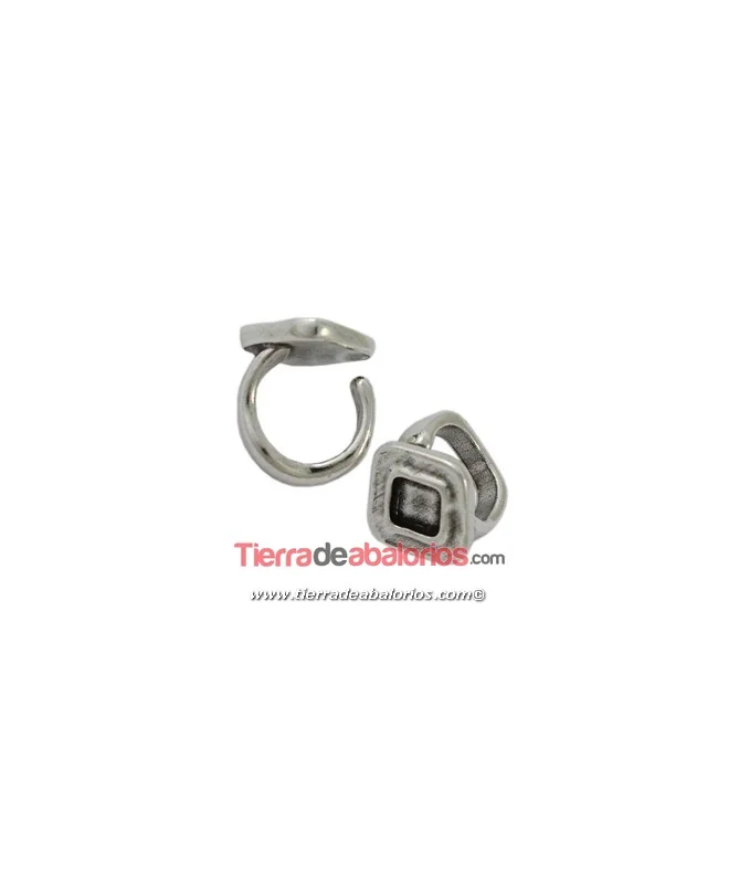 Anillo Ajustable Rombo 22x23mm, Plateado