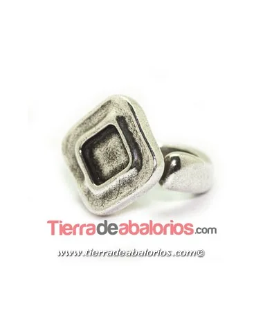 Anillo Ajustable Rombo 22x23mm, Plateado Anillo Ajustable Rombo 22x23mm, Plateado