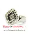 Anillo Ajustable Rombo 22x23mm, Plateado