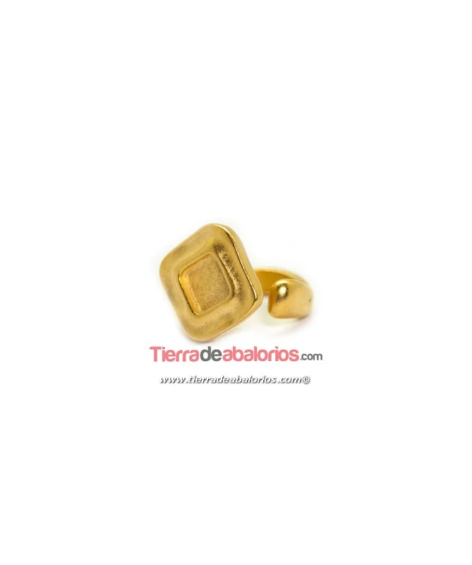 Anillo Ajustable Rombo 22x23mm, Dorado Matizado