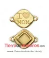 Conector Rombo I'Love Mom 28x20mm, Dorado Matizado