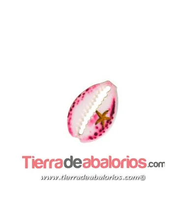 Entrepieza Metacrilato Concha 25x17mm, Blanco y Fucsia