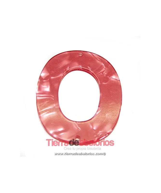 Colgante Plexyglass Ovalado 45x35mm, Rojo Nacarado
