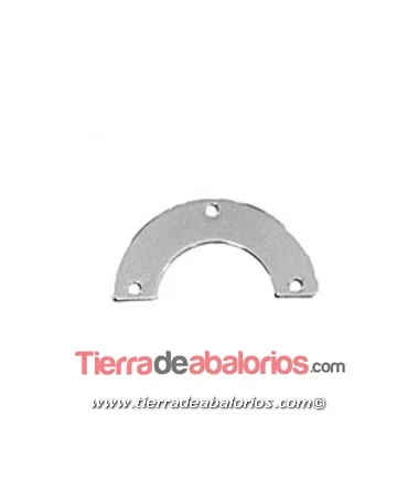 Semicirculo 3 agujeros 25x13mm, Plateado Rodio