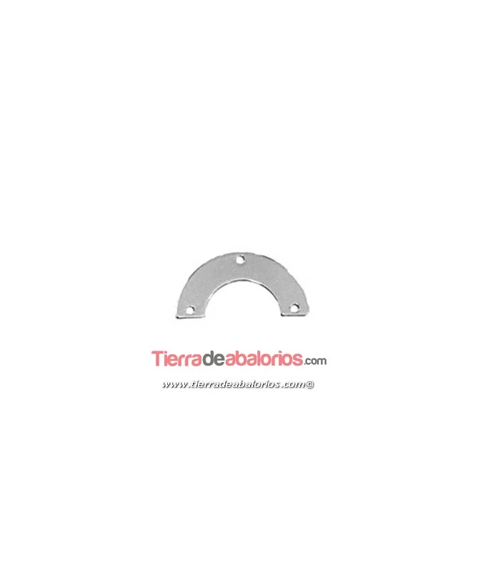 Semicirculo 3 agujeros 25x13mm, Plateado Rodio