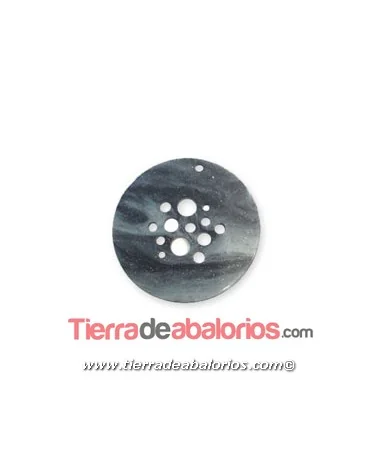 Colgante Plexyglass Moneda con Agujeros 45mm, Negro Glitter