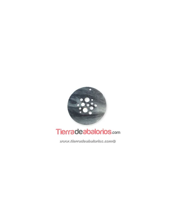 Colgante Plexyglass Moneda con Agujeros 45mm, Negro Glitter Colgante Plexyglass Moneda con Agujeros 45mm, Negro Glitter