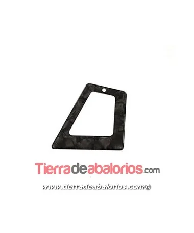 Colgante Plexyglass Geométrico 53x54mm, Negro Nacarado
