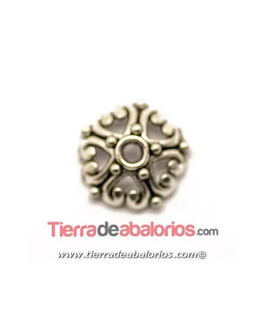 Casquilla Labrada Corazones 12mm, Plateada Casquilla Labrada Corazones 12mm, Plateada