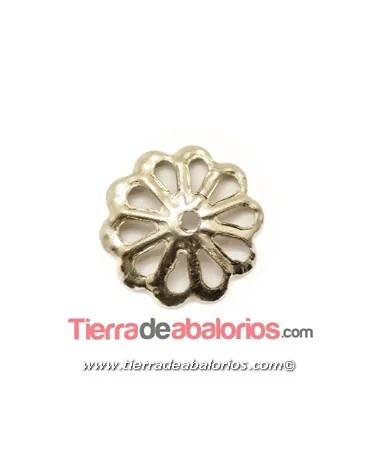 Casquilla Flor Lisa 8mm, Plata Vieja (30 uds.) Casquilla Flor Lisa 8mm, Plata Vieja