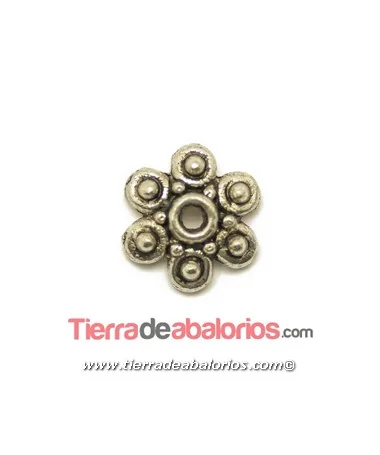 Casquilla Flor con Bolitas 10mm, Plateada