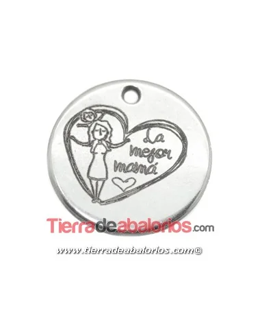 Medalla 20mm La Mejor Mamá, Plateada