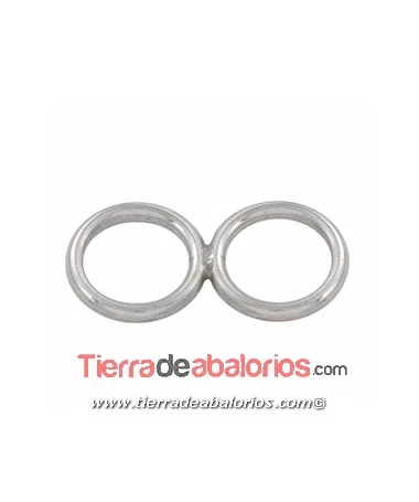 Anilla Doble Sodada 28x14mm Grosor 2mm, Plata de Ley