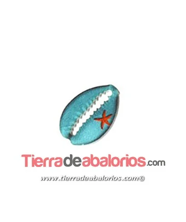 Entrepieza Metacrilato Concha con Estrella 20x14mm, Turquesa
