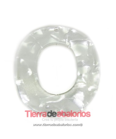 Colgante Plexyglass Ovalado 45x35mm, Blanco Nacarado