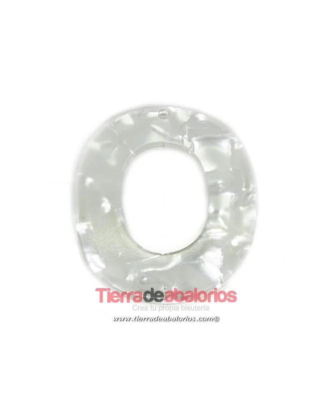 Colgante Plexyglass Ovalado 45x35mm, Blanco Nacarado