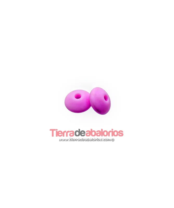 Rondel de Silicona 12x7mm Agujero 2,5mm, Fucsia Rondel de Silicona 12x7mm Agujero 2,5mm, Fucsia
