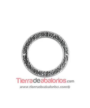 Aro Rugoso 38mm con 2 Agujeros de 1,5mm, Plateado Aro Rugoso 38mm con 2 Agujeros de 1,5mm, Plateado