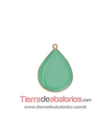 Colgante Gota 31x23mm con anilla, Dorado y Turquesa Colgante Gota 31x23mm con anilla, Dorado y Turquesa