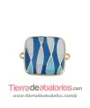 Conector Cuadrado 23mm, Esmalte Celeste, Azul y Turquesa