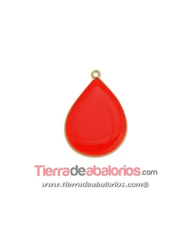 Colgante Gota 31x23mm con anilla, Dorado y Naranja Colgante Gota 31x23mm con anilla, Dorado y Naranja