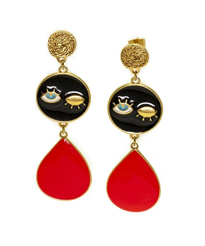Colgante Gota 31x23mm con anilla, Dorado y Naranja