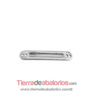 Conector Rugoso 34x6mm con 2 Agujeros, Plateado