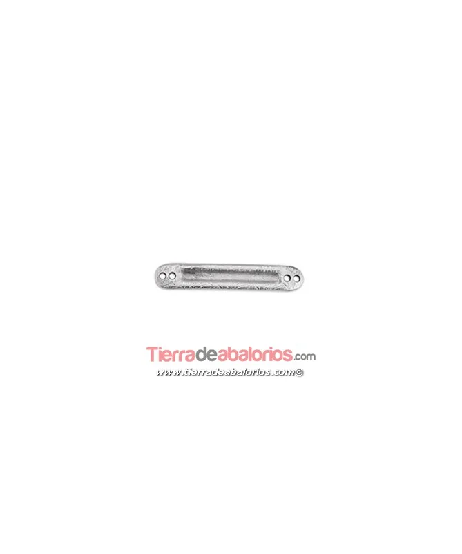 Conector Rugoso 34x6mm con 2 Agujeros, Plateado