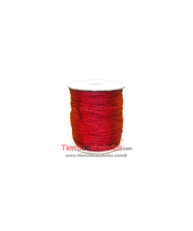 Cordón de Algodón Trenzado Brillante 0,5mm, Rojo