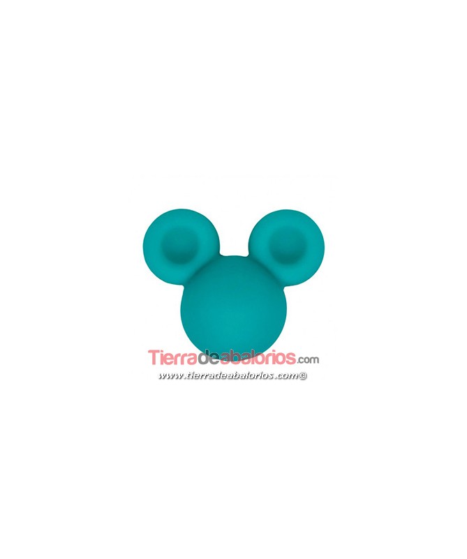 Mickey Mouse de Silicona 24x20mm Agujero 2,5mm, Turquesa