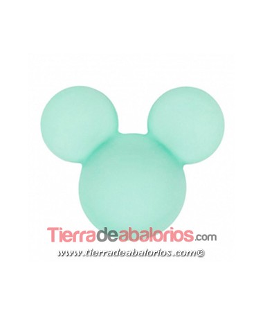 Mickey Mouse de Silicona 24x20mm Agujero 2,5mm, Verde Pastel