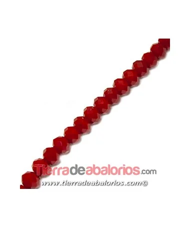 Bola Rondel Facetado 6x4mm Agujero 0,7mm, Burdeos