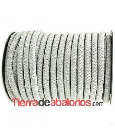 Cordón Trenzado de Rayón 6mm, Gris Plata