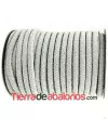 Cordón Trenzado de Rayón 6mm, Gris Plata