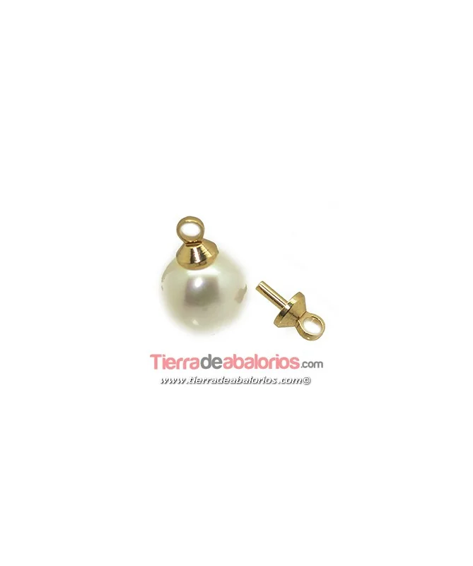 Porta Colgante con Tope 7x4mm con Anilla, Dorado