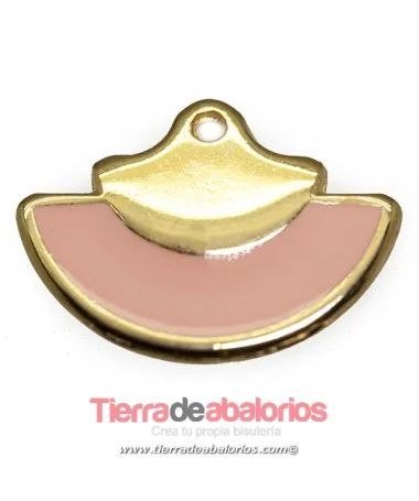 Colgante Abanico 15x20mm, Dorado Esmalte Rosa Colgante Abanico 15x20mm, Dorado Esmalte Rosa