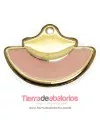 Colgante Abanico 15x20mm, Dorado Esmalte Rosa