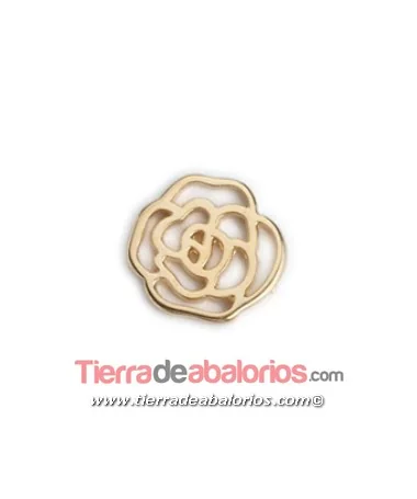 Entrepieza Flor Calada 18mm, Dorada Entrepieza Flor Calada 18mm, Dorada