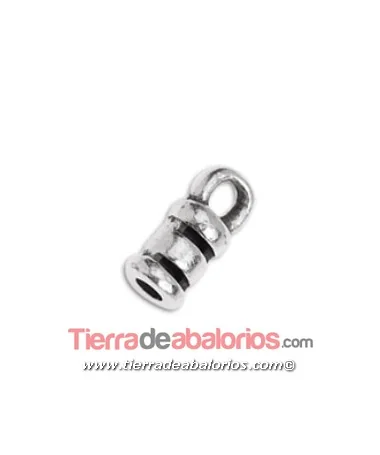 Terminal Mini Chafa 10x3mm con Anilla, Agujero 2mm, Plateado