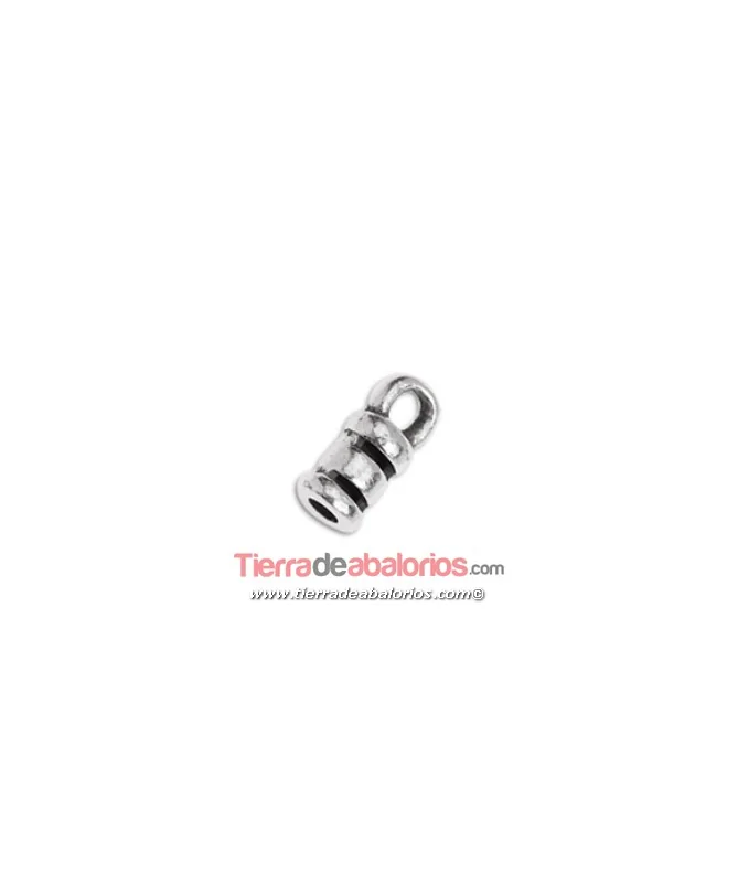 Terminal Mini Chafa 10x3mm con Anilla, Agujero 2mm, Plateado